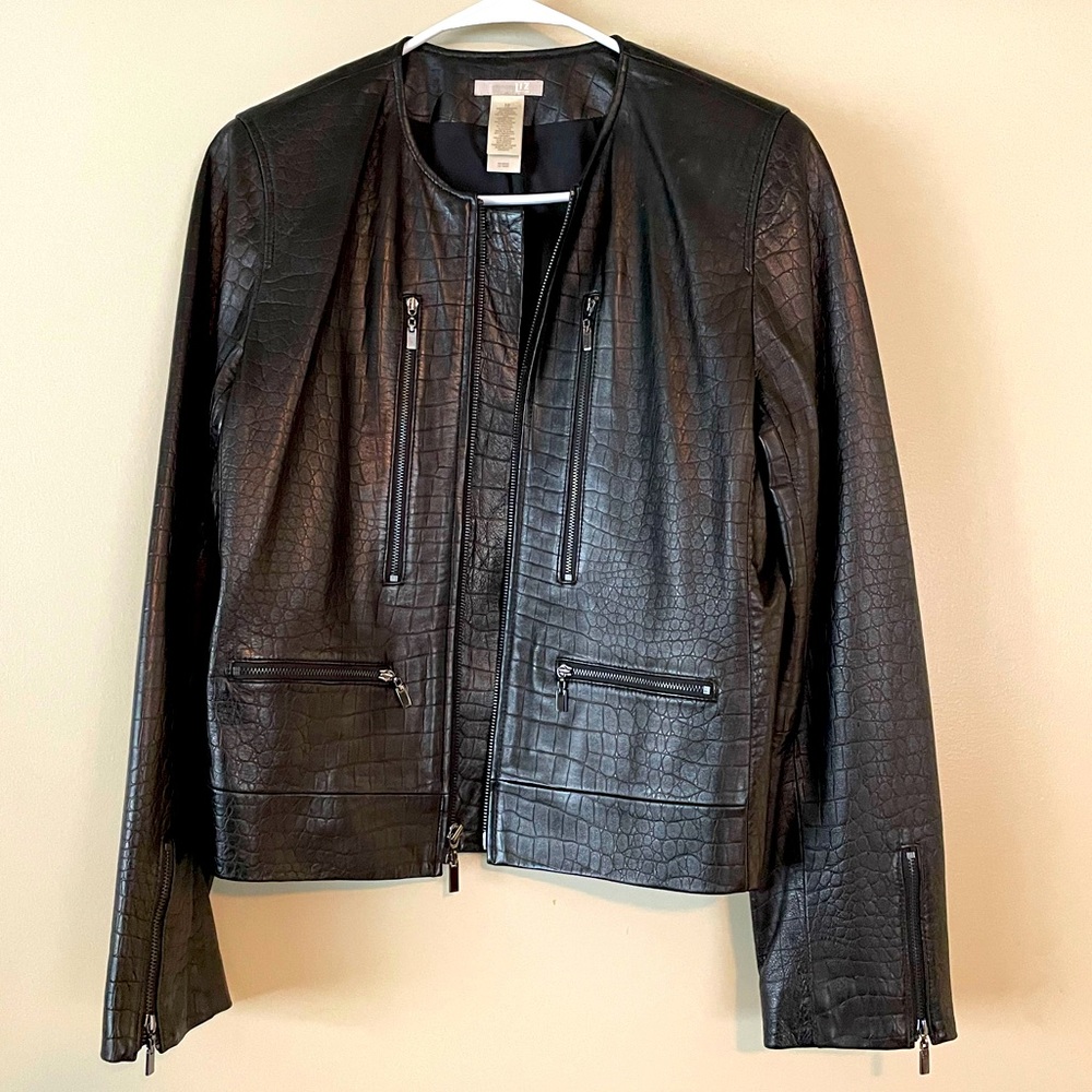 Snake Skin Patterned Leather Jacket - image 1